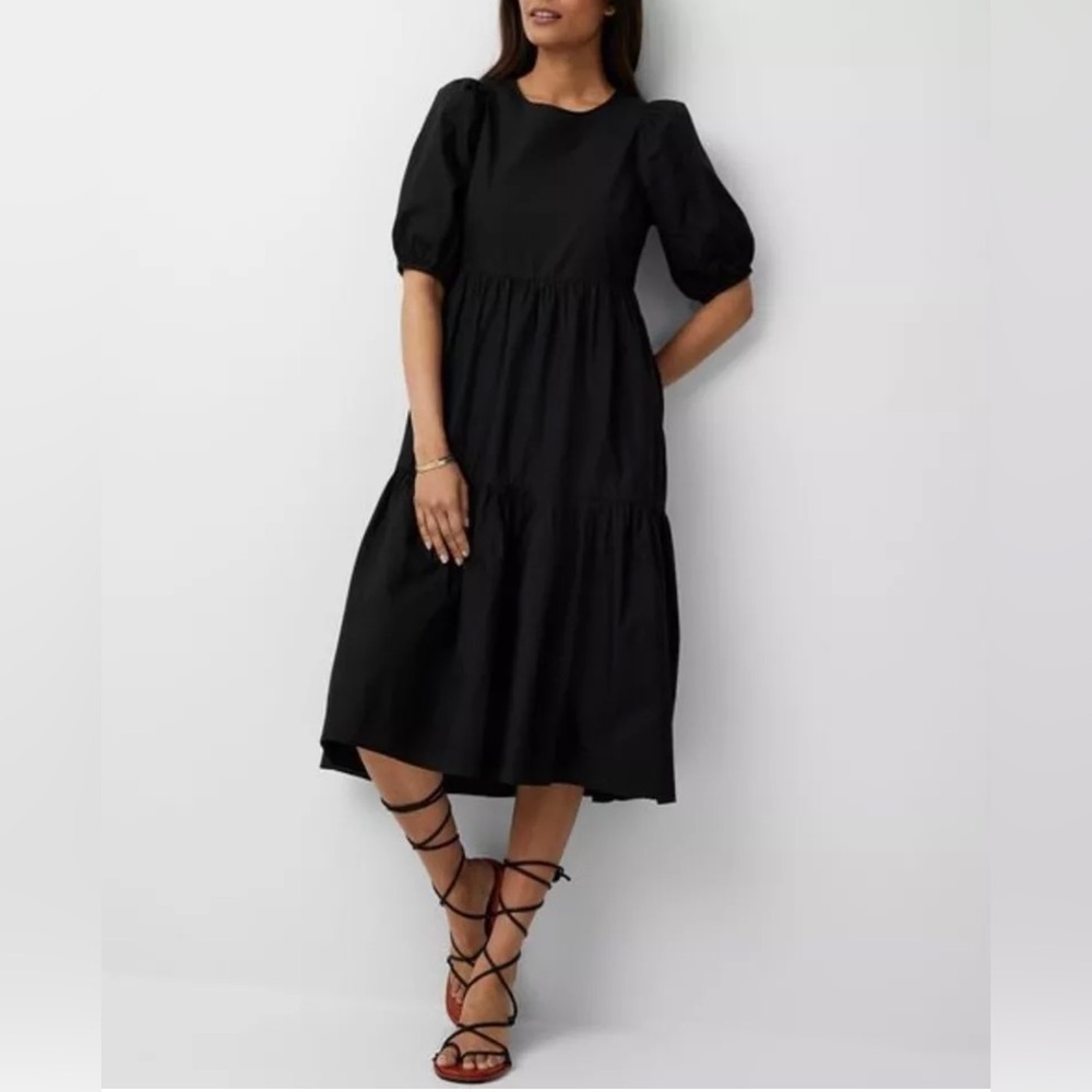 Badgley Mischka Black Puff Sleeve Dress